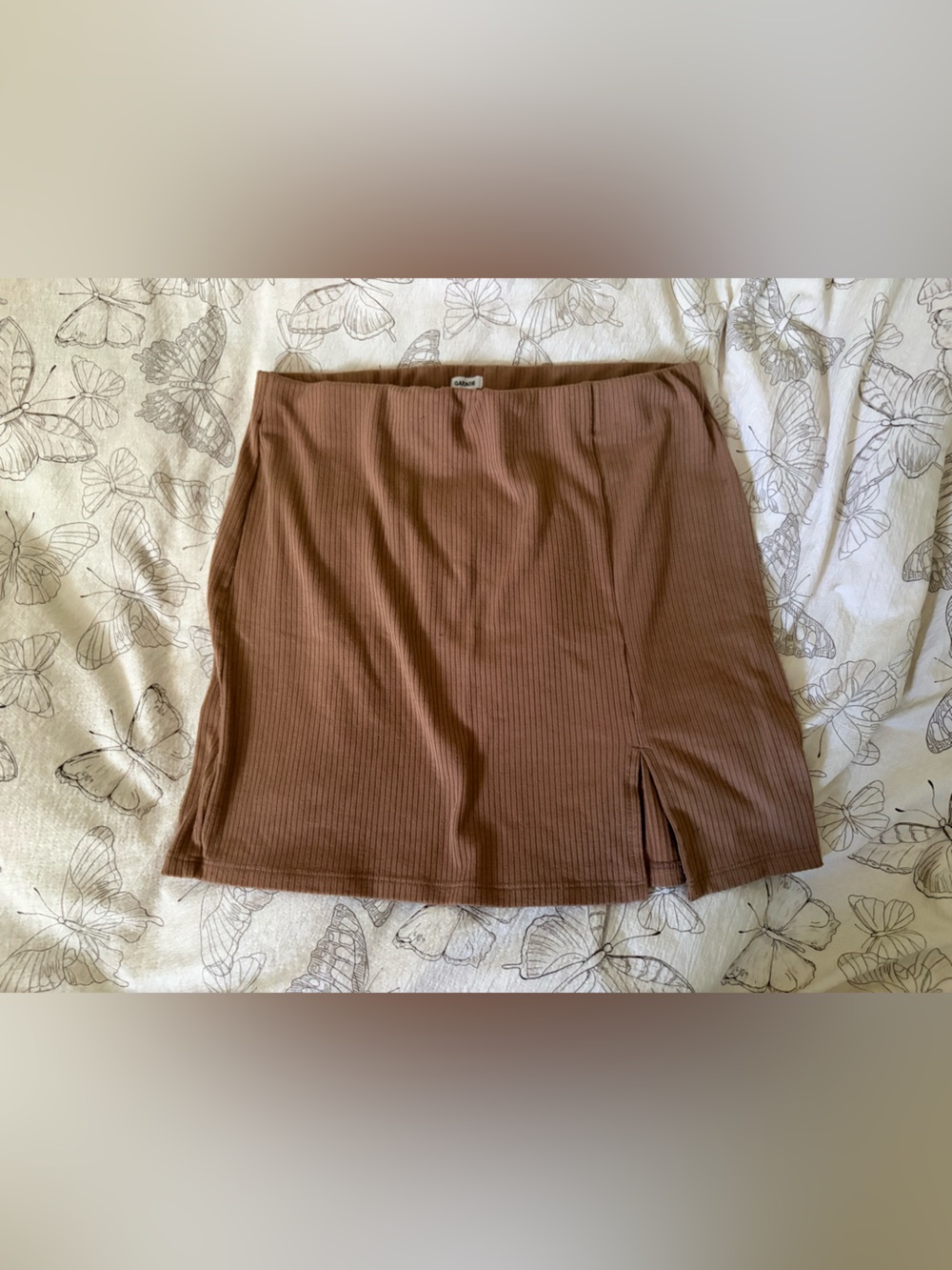 Brown Ribbed Mini Skirt - Garage